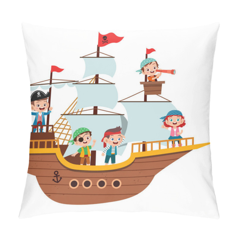 Personality  Group Of Cartoon Pirates On A Ship At The Sea Pillow Covers