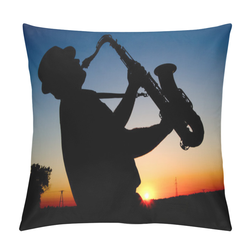 Personality  Saxophonist At Sunset Pillow Covers