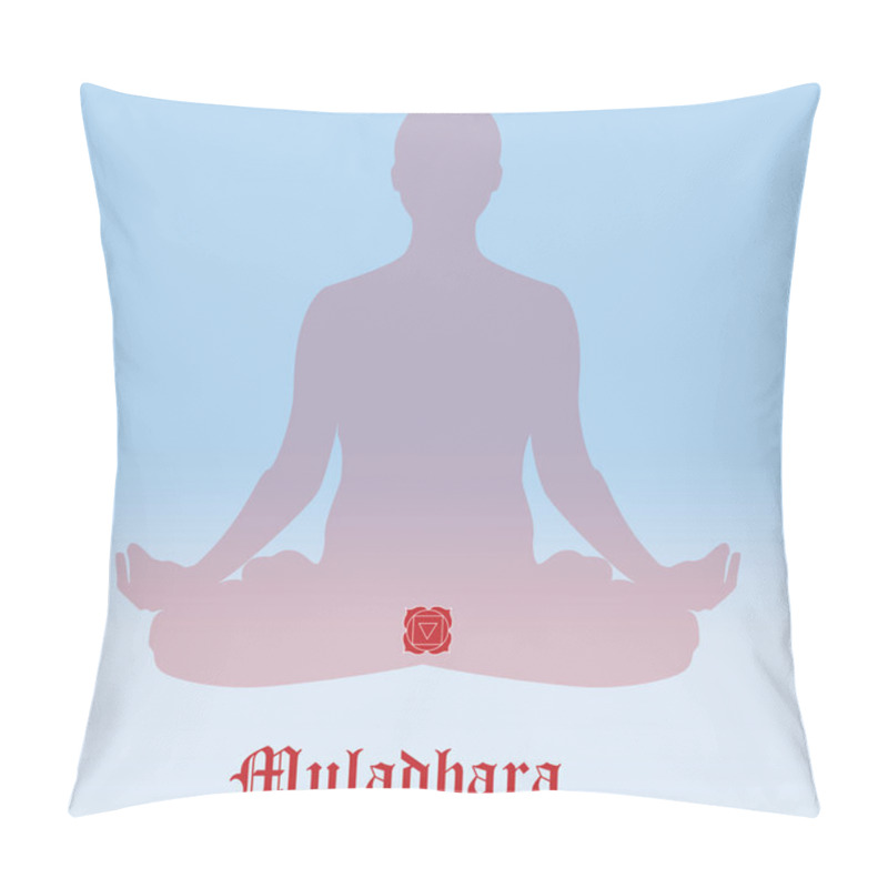 Personality  Manipura Chakra Symbol Raster Illustration. Silhouette Meditating. Practicing Yoga. Yoga Lotus Pose, Wellness Concept. Pillow Covers