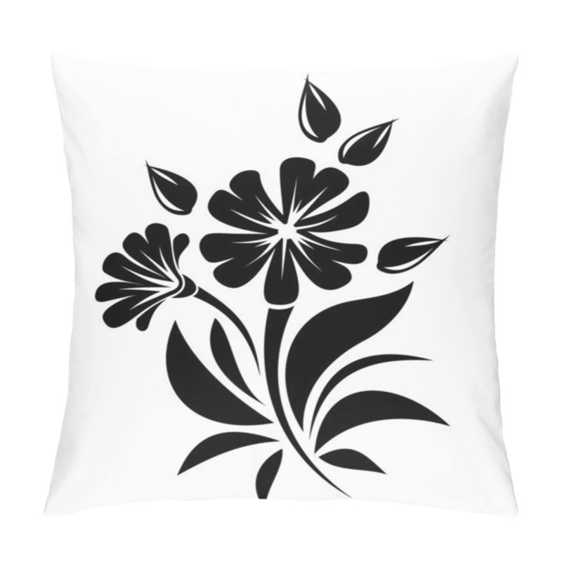 Personality  Black Silhouette Of Flowers. Vector Illustration. Pillow Covers