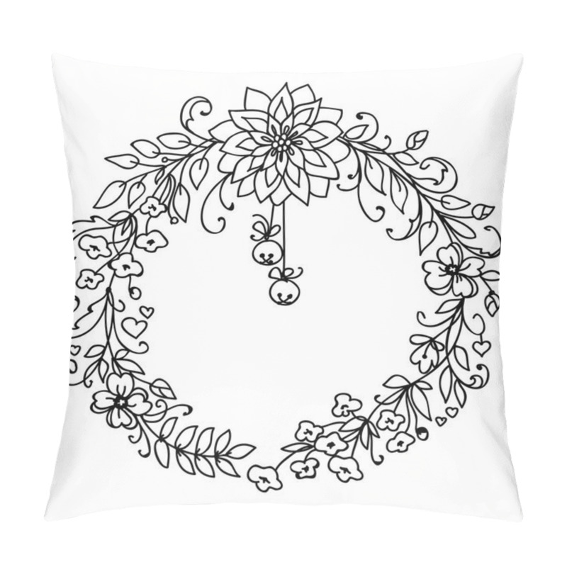 Personality  Merry Christmas And New Year Wreath With Little Bells Pillow Covers