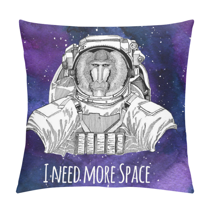 Personality  Animal Astronaut Monkey, Baboon, Dog-ape, Ape Wearing Space Suit Galaxy Space Background With Stars And Nebula Watercolor Galaxy Background Pillow Covers