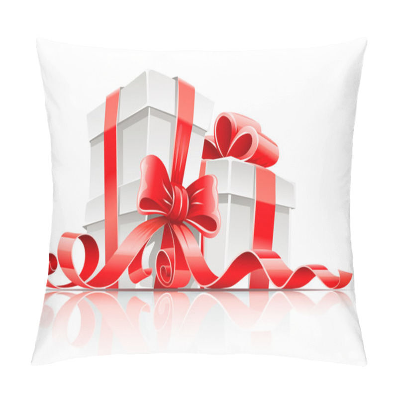 Personality  Gift In Box With Red Ribbon And Bow Pillow Covers