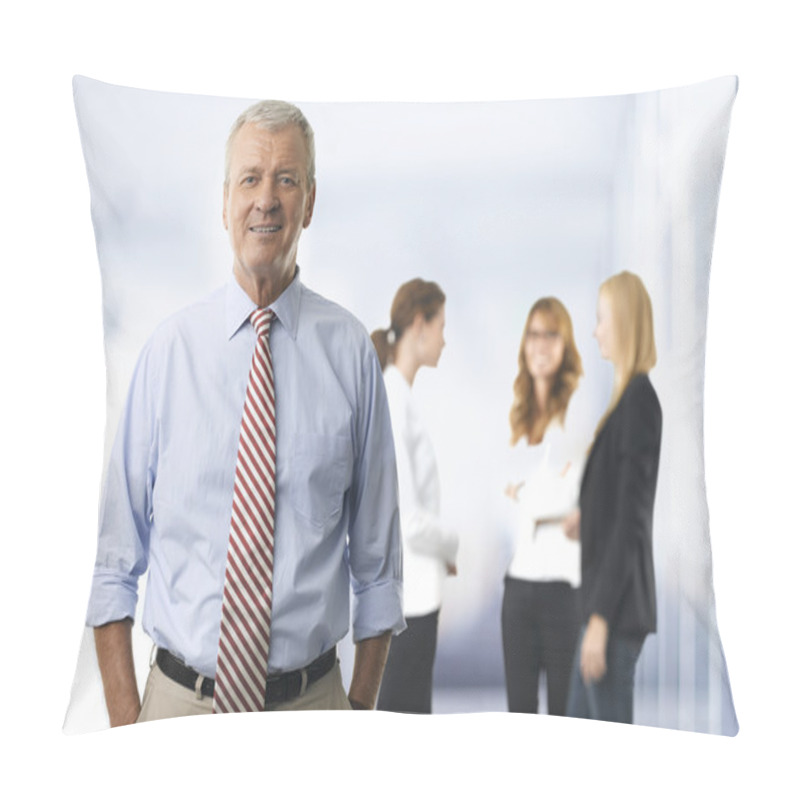 Personality  Senior Businessman Standing At Office Pillow Covers