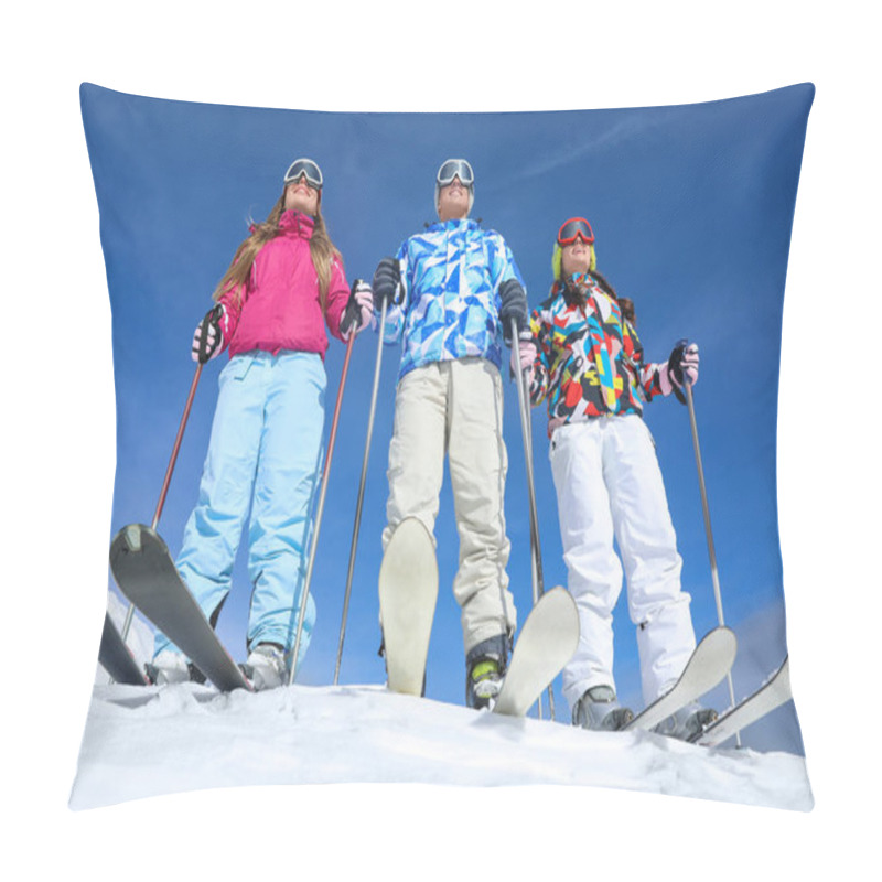 Personality  Friends On Ski Piste Pillow Covers