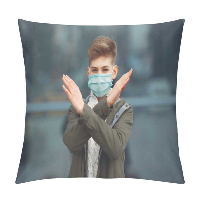 Personality  A Boy In A Disposable Mask Crossing Arms Pillow Covers