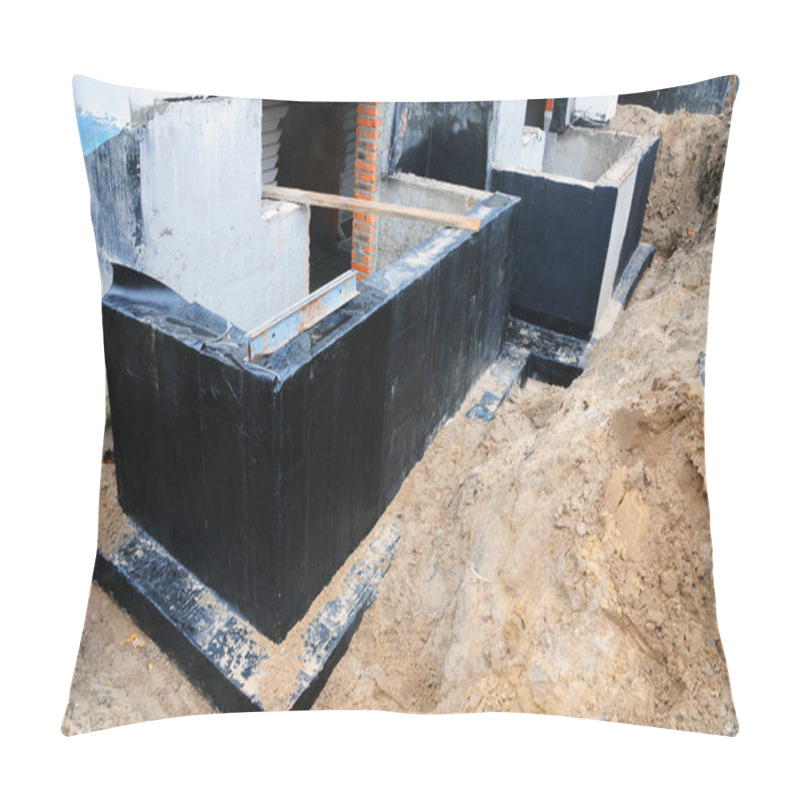 Personality  Waterproofing Foundation Bitumen. Foundation Waterproofing, Damp Proofing Coatings. Waterproofing House Foundation With Spray On Tar. Construction Techniques For Waterproofing Basement And Foundations Pillow Covers