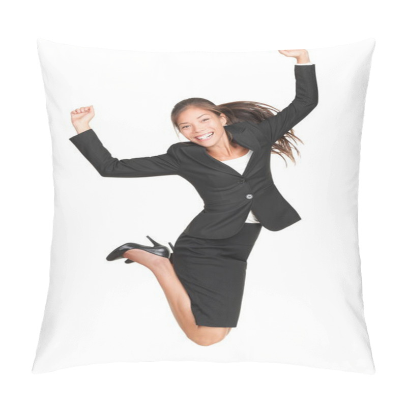 Personality  Celebrating Businesswoman Jumping Pillow Covers