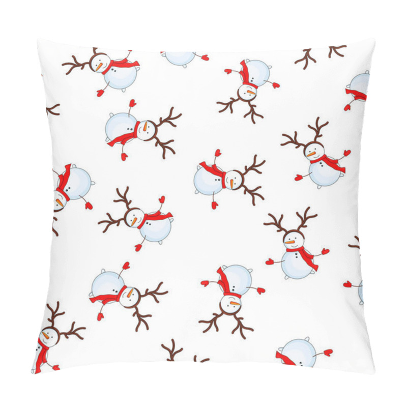 Personality  Seamless Pattern With Cartoon Snowman In Vector Pillow Covers