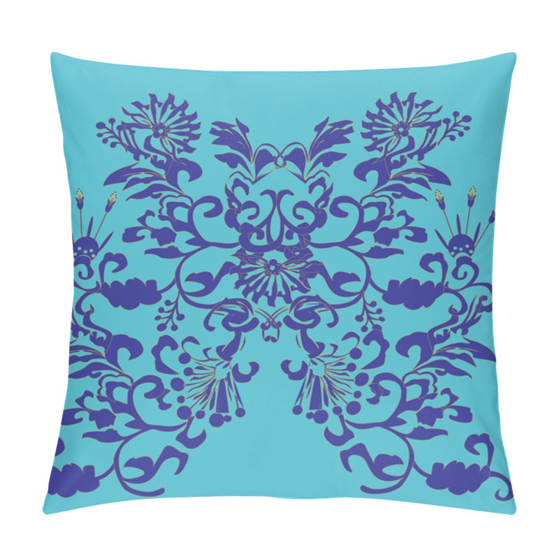 Personality  Dark Blue Symmetrical Floral Design Pillow Covers