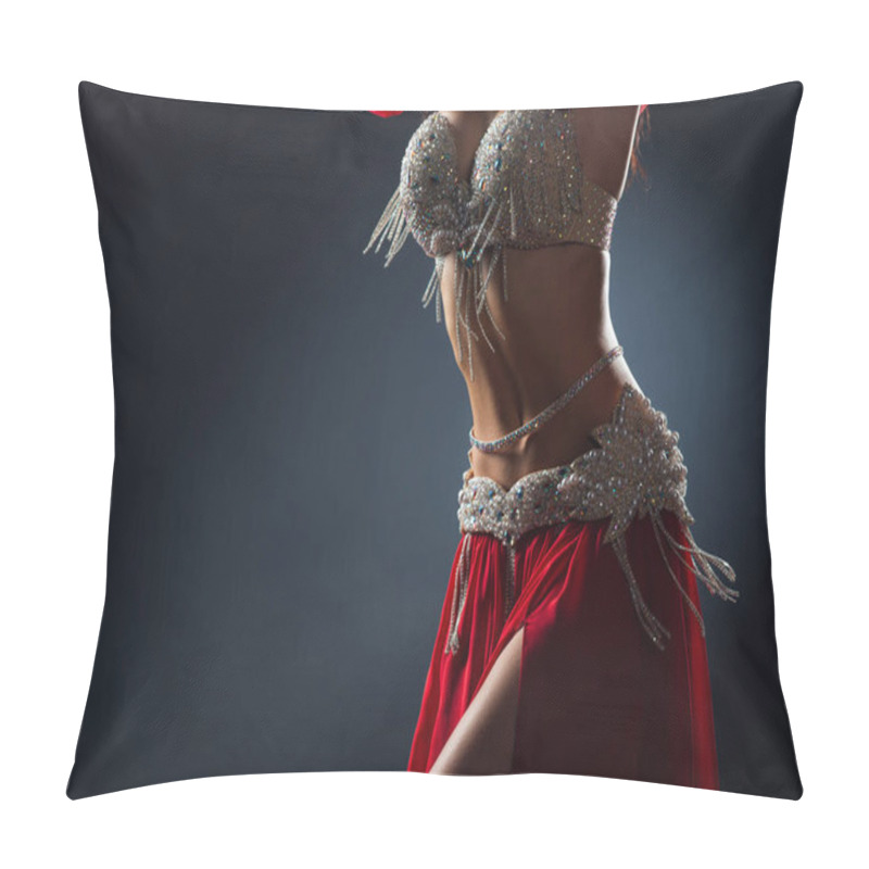 Personality  Beautiful Belly Dance Of A Girl In A Red Decorated Ethnic Dress  Pillow Covers