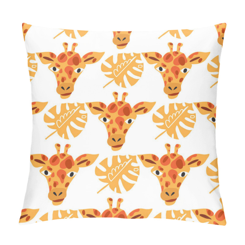 Personality  Cute Seamless Pattern With Giraffe In Cartoon Style. Floral Savanna, Jungle  Background , Kids Illustration For Design Prints, Textile, Fabric, Wallpapers.  Vector  Illustration. Pillow Covers