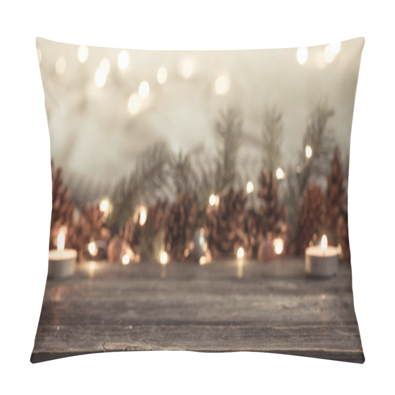 Personality  Festive New Year Background With Cones And Lights. Pillow Covers