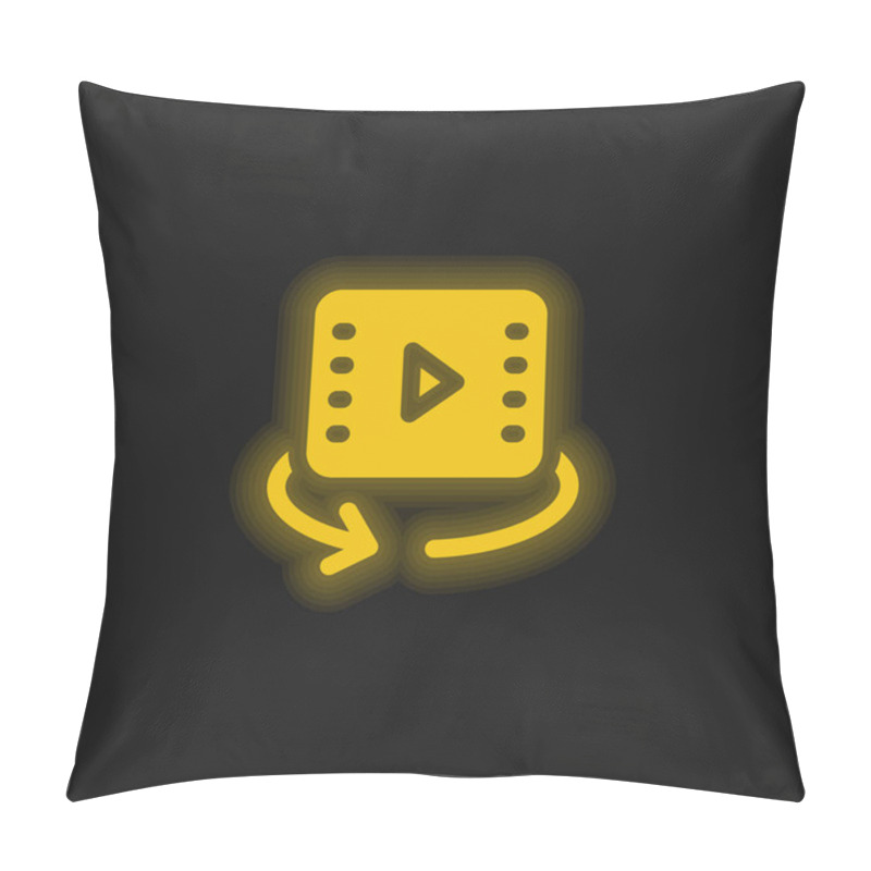 Personality  360 Video Yellow Glowing Neon Icon Pillow Covers