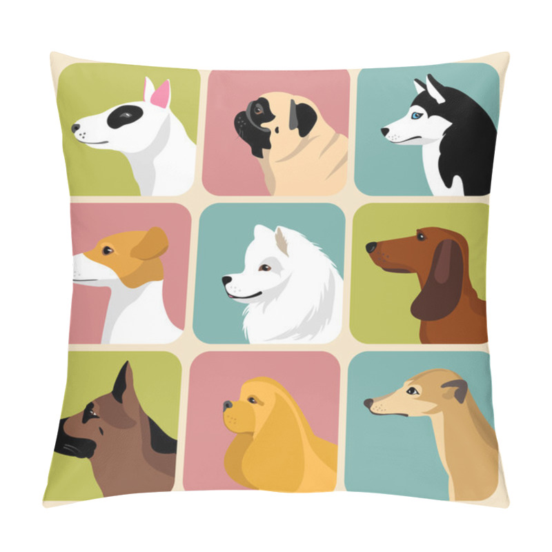 Personality  Set Of Different Dogs Icons Pillow Covers