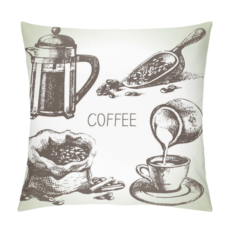 Personality  Hand Drawn Coffee Set Pillow Covers