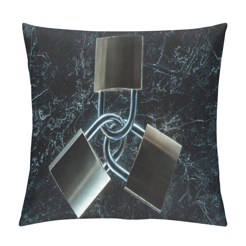 Personality  Top View Of Metal Locks On Dark Marble Tabletop Pillow Covers