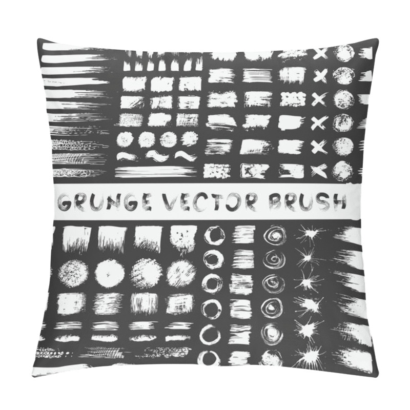 Personality  Grunge Stripes Mega Set. Black Labels, Paint Texture. Brush Stro Pillow Covers