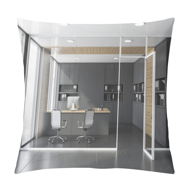 Personality  Hall With Gray And Wood Manager Office Pillow Covers