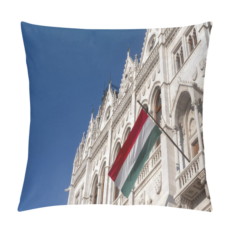 Personality  Flag On The Building Of The Hungarian Parliament. Pillow Covers