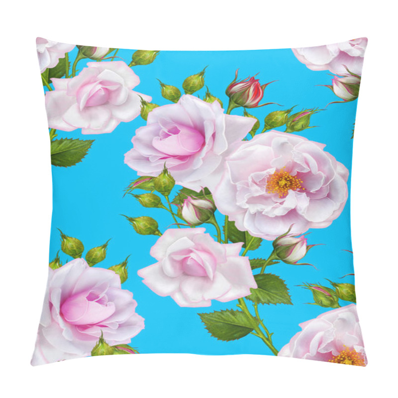 Personality  Floral Seamless Pattern, Bud Of A Beautiful Pink Rose, Long, High Stems. Pillow Covers