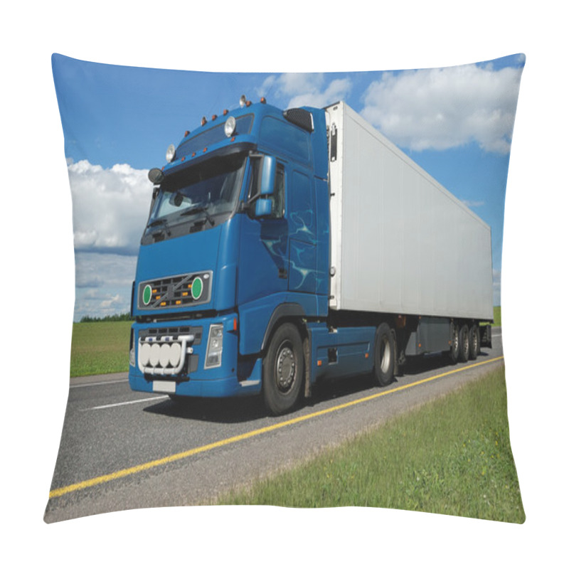 Personality  Blue Lorry With White Trailer Pillow Covers