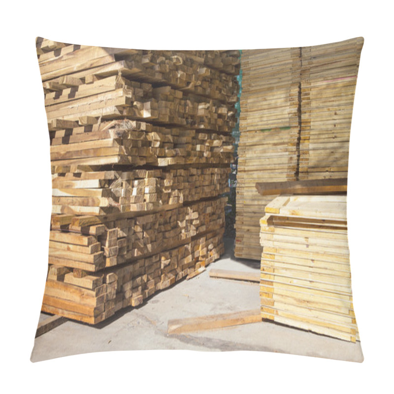 Personality  Stack Of Pile Wood Bar In Lumber Yard Factory Use For Constructi Pillow Covers