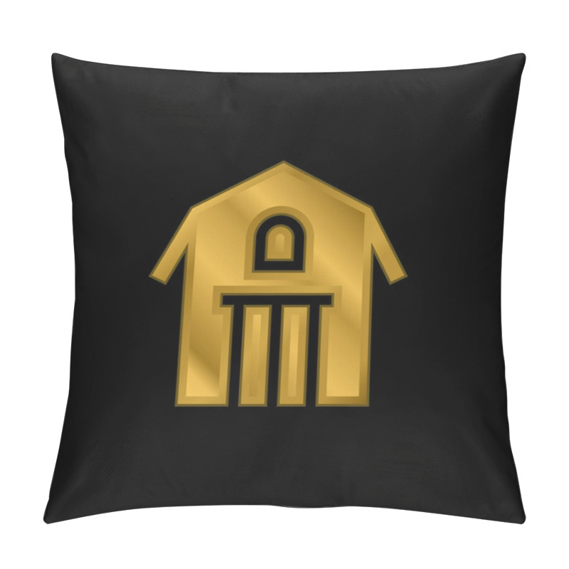 Personality  Barn Gold Plated Metalic Icon Or Logo Vector Pillow Covers