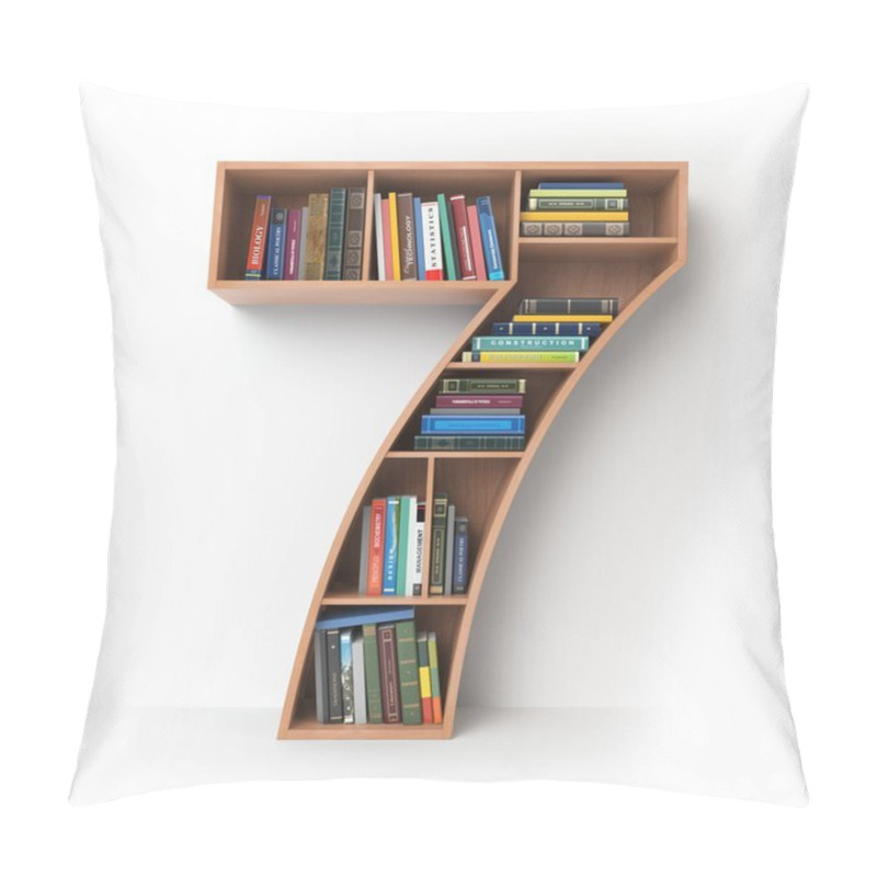 Personality  Number 7 Seven. Alphabet In The Form Of Shelves With Books Isola Pillow Covers