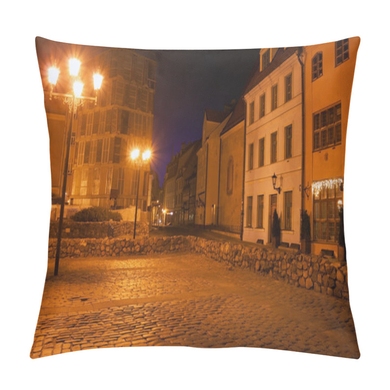 Personality  Riga, Latvia. Ancient Street In Old City. Pillow Covers