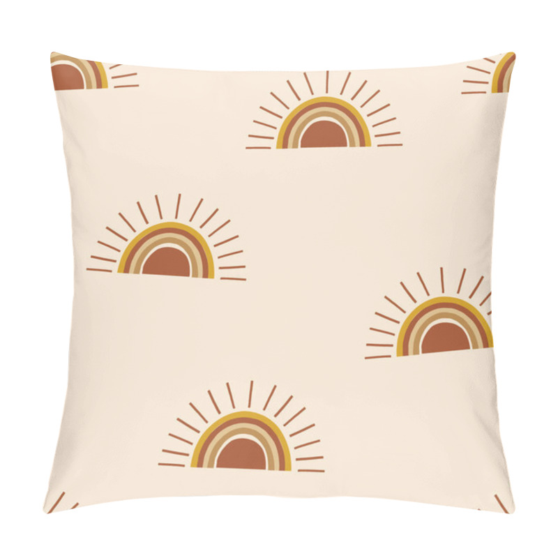 Personality  Boho Abstract Morning Rising Sun Vector Seamless Pattern Pillow Covers