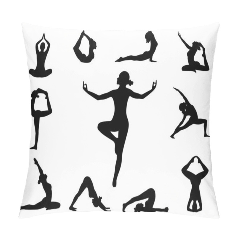 Personality  Yoga. Different Poses For Yoga. Fitness. Pillow Covers