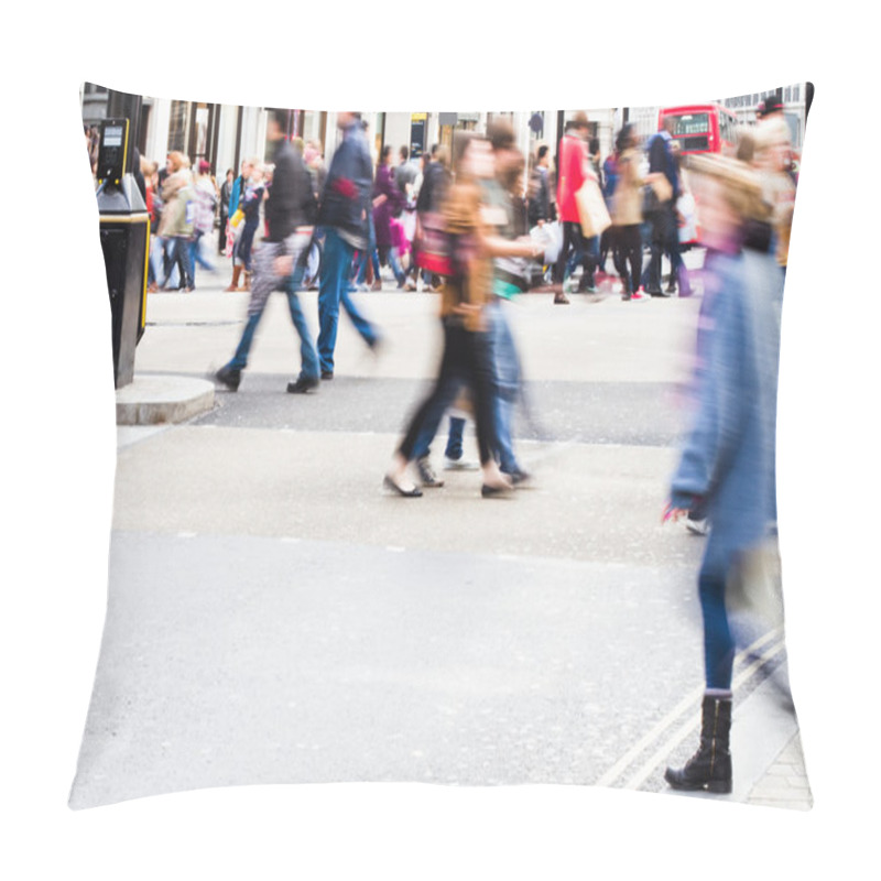 Personality  People In Motion Blur Crossing A Street In London City Pillow Covers