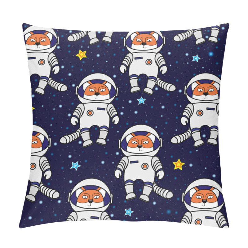 Personality  Fox Astronaut And Stars In Space, Seamless Pattern Pillow Covers