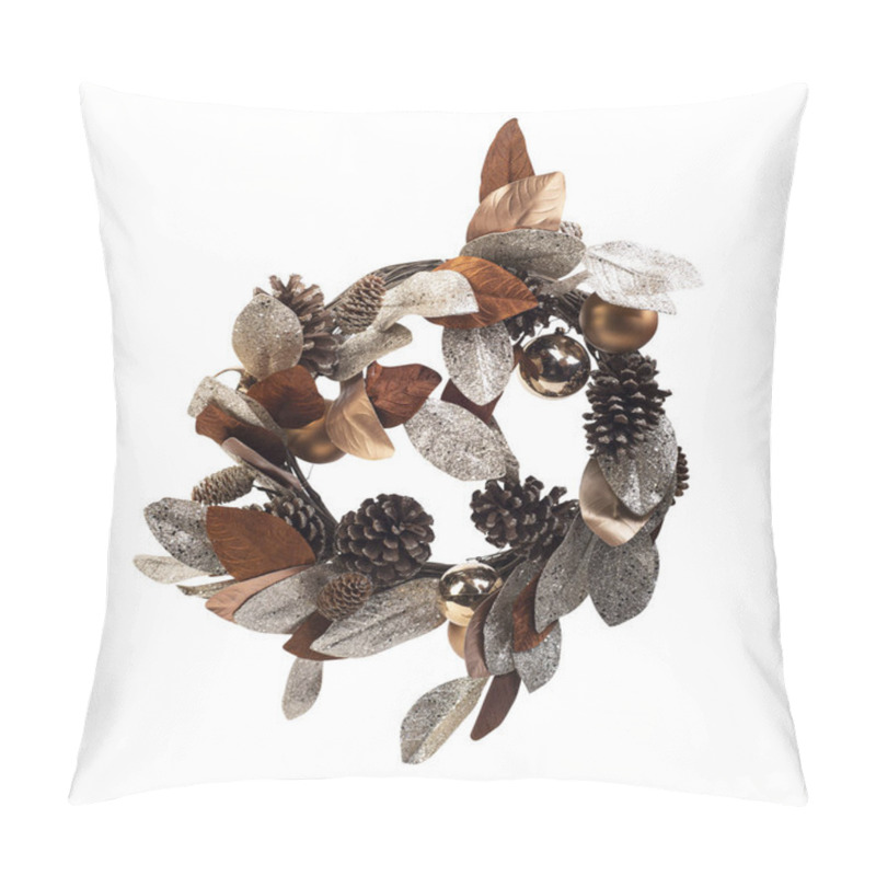 Personality  Christmas Decoration Of Rustic Garland Pine Cone Isolated On White, Clipping Path Included  Pillow Covers