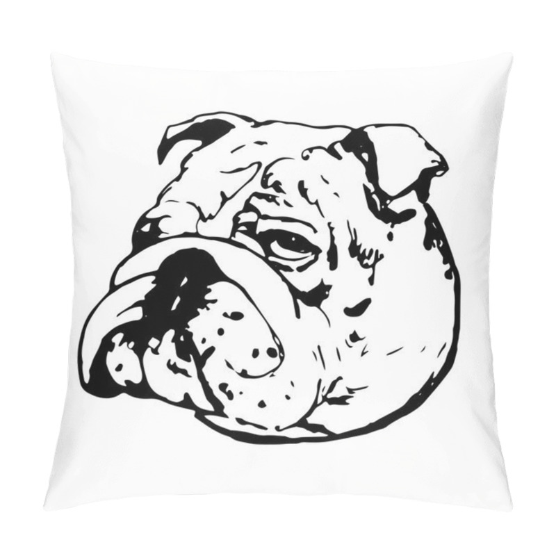 Personality  Graphic Vector Illustration Of English Bulldog. Isolated Vector Dog Portrait. Pillow Covers