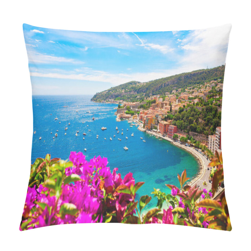 Personality  Panoramic View Of Villefranche Sur Mer, French Riviera, France Pillow Covers