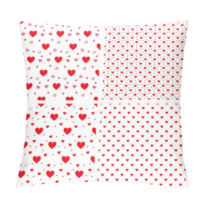 Personality  Seamless Polka Dot Red Pattern With Hearts. Vector. Repeating Te Pillow Covers