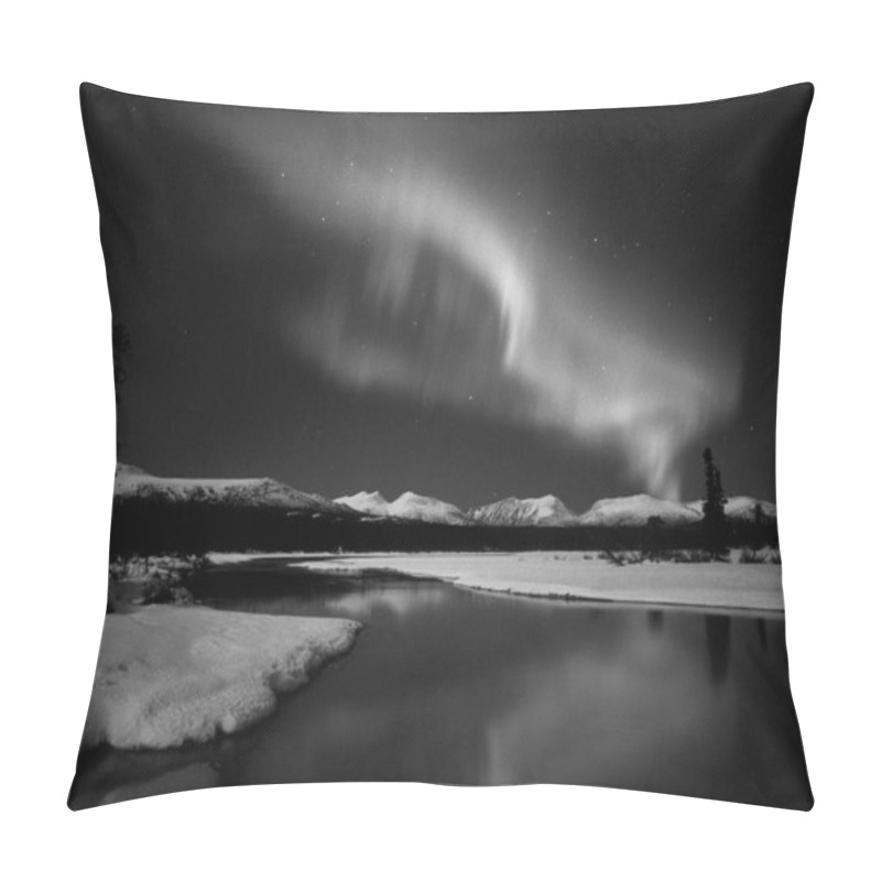 Personality  Aurora Natural Phenomenon Background  In Black And White HDR Pillow Covers