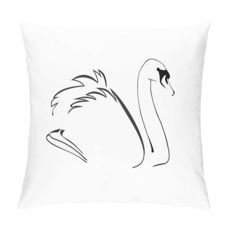 Personality  Sketch Of Swan By Black Lines Pillow Covers