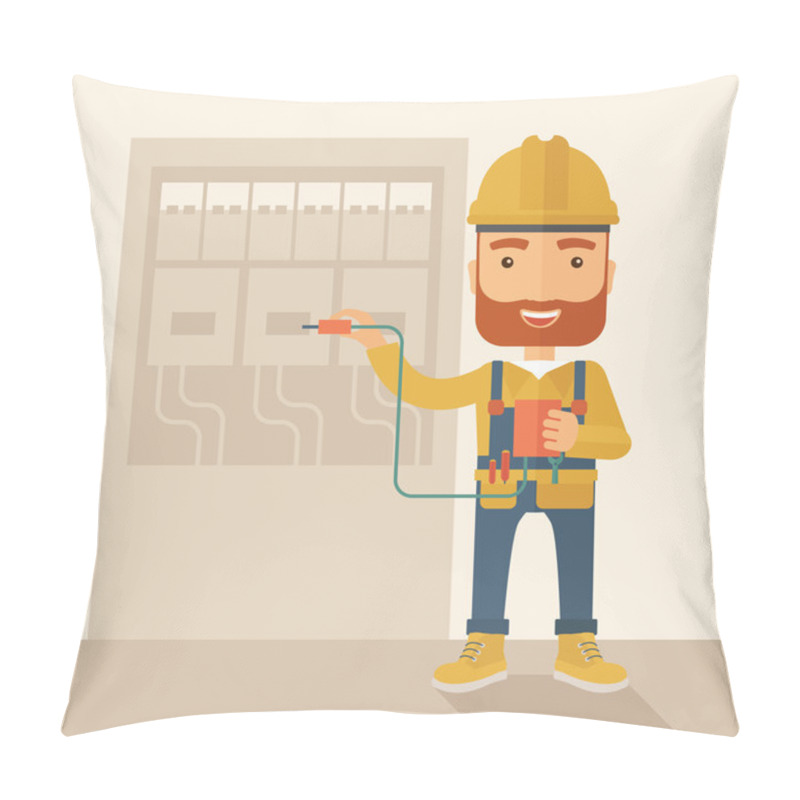 Personality  Electrician Repairing An Electrical Panel Pillow Covers