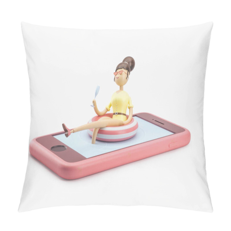 Personality  3d Illustration. Concept Rest In The Phone Pillow Covers