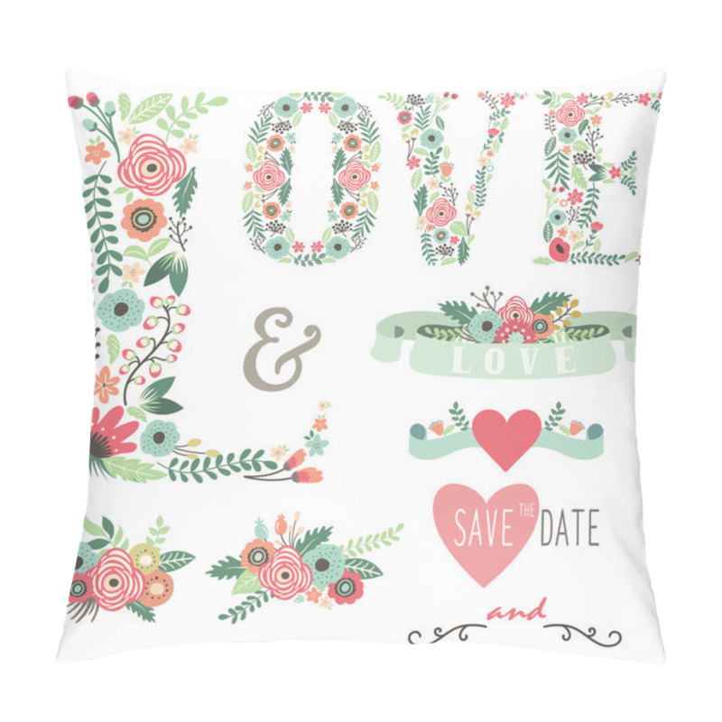 Personality  Wedding Floral Love Design Elements Pillow Covers