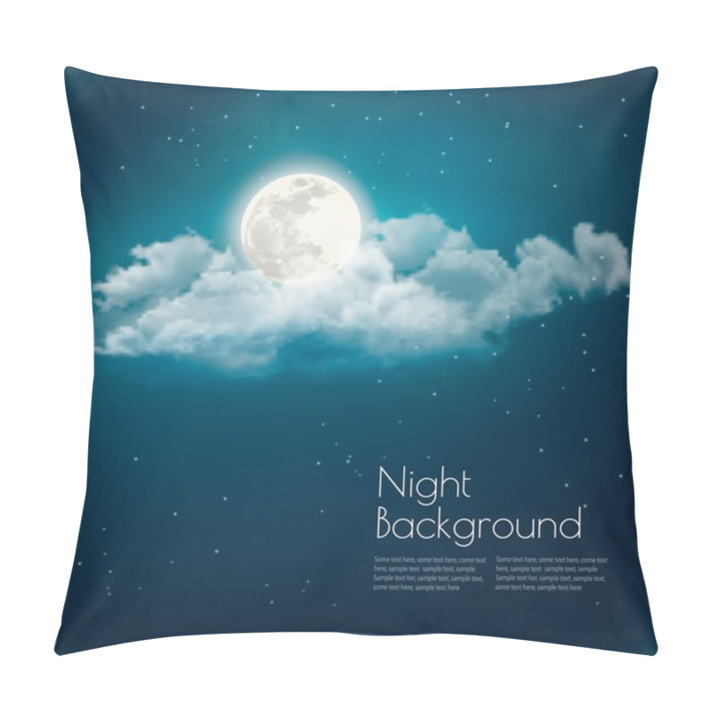 Personality  Night Nature Sky Background With Cloud And Moon. Vector. Pillow Covers