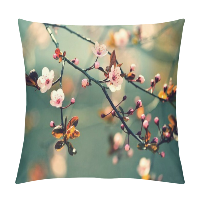 Personality  Beautiful Flowering Japanese Cherry - Sakura. Background With Flowers On A Spring Day. Pillow Covers