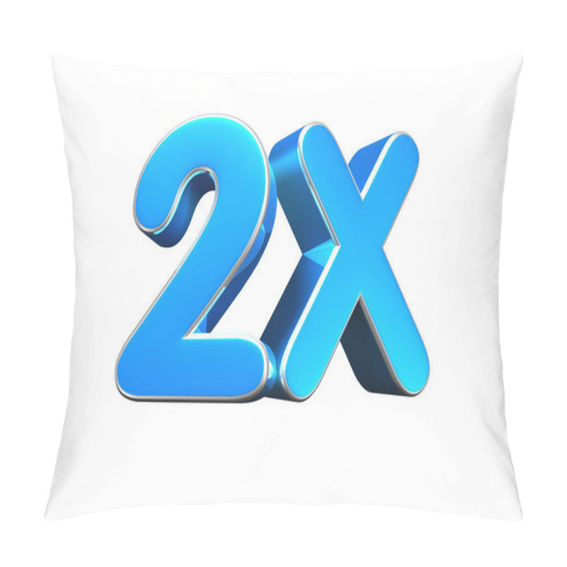 Personality  2X Blue 3d Illustration Sign On White Background Have Work Path. Advertising Signs, Product Design, Product Sales, Fabric Design, Digital Printing. Pillow Covers