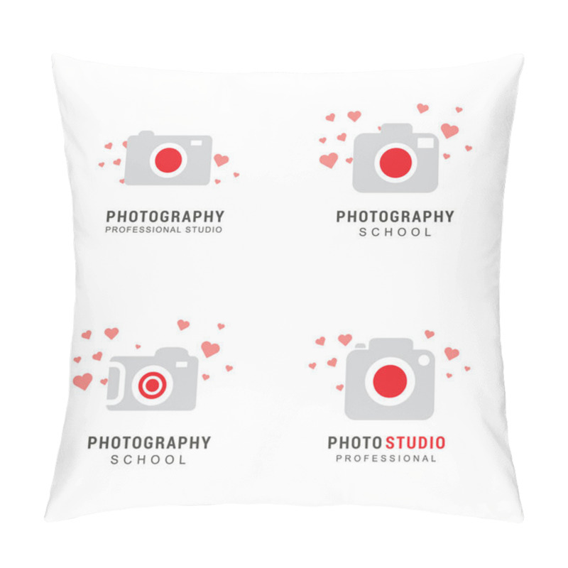 Personality  Photo Cameras Logo With Hearts Pillow Covers