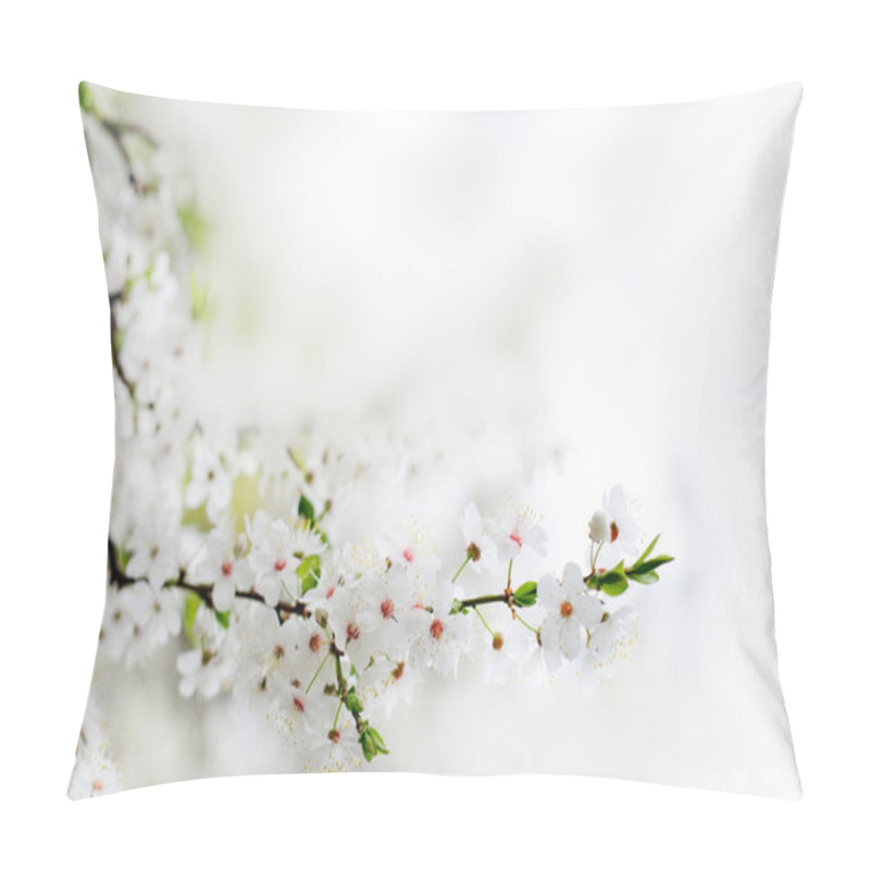 Personality  White Spring Flowers On A Tree Branch Over Grey Background Close Pillow Covers