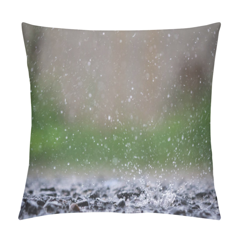 Personality  Rain Was Falling On The Roadway Due To Precipitation That Was Forming After Depression Hit Thailand Causing Heavy Rain In Some Areas And Flooding Road Surface. Behind The Scenes Of Heavy Rain Pillow Covers