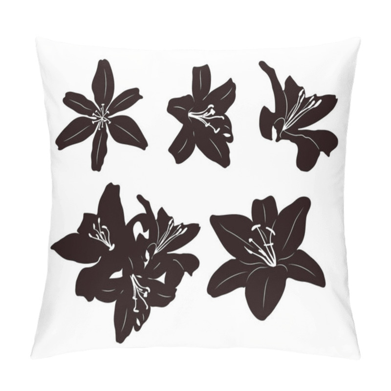 Personality  Stencils Of Individual Lily Flowers. Black Silhouette On White Background. Pillow Covers